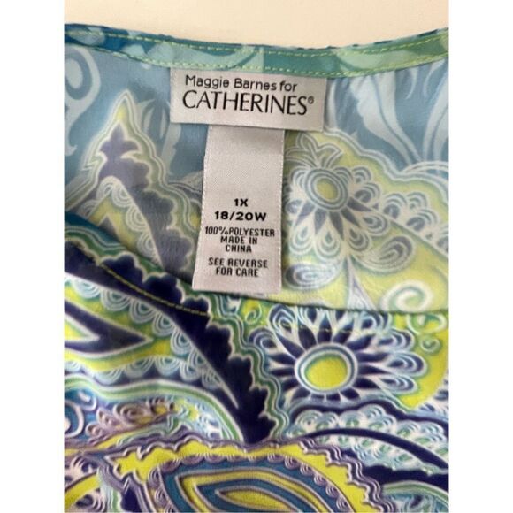 Maggie Barnes for Catherines Yellow & Green Paisley Print Blouse/Cover-up - Picture 4 of 5